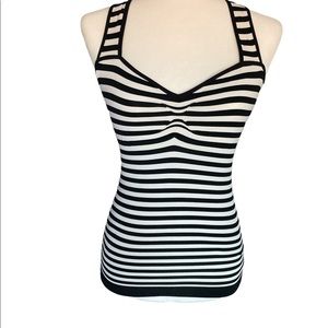 Bebe small black and white cross back tank